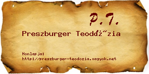 Preszburger Teodózia névjegykártya